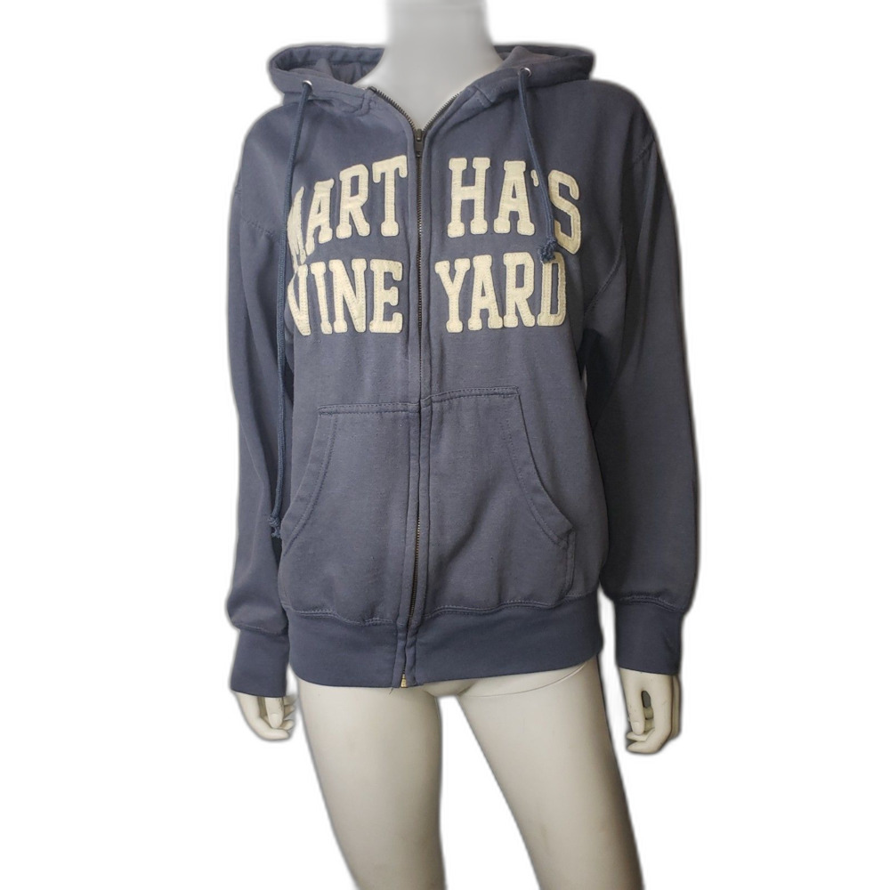 MV SPORT Marthas Vineyard Blue Hoodie Oversized Sweatshirt Womens Size Small